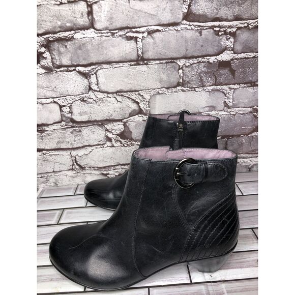 Dansko Black Leather Ankle Boots Block Heel Zip Heel Booties Women 38EU/7.5M US - Picture 14 of 16